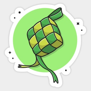 Ketupat Food Cartoon Vector Icon Illustration Sticker